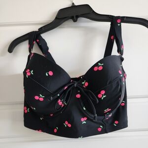 Black Cherry Print Bikini Top 36DDD